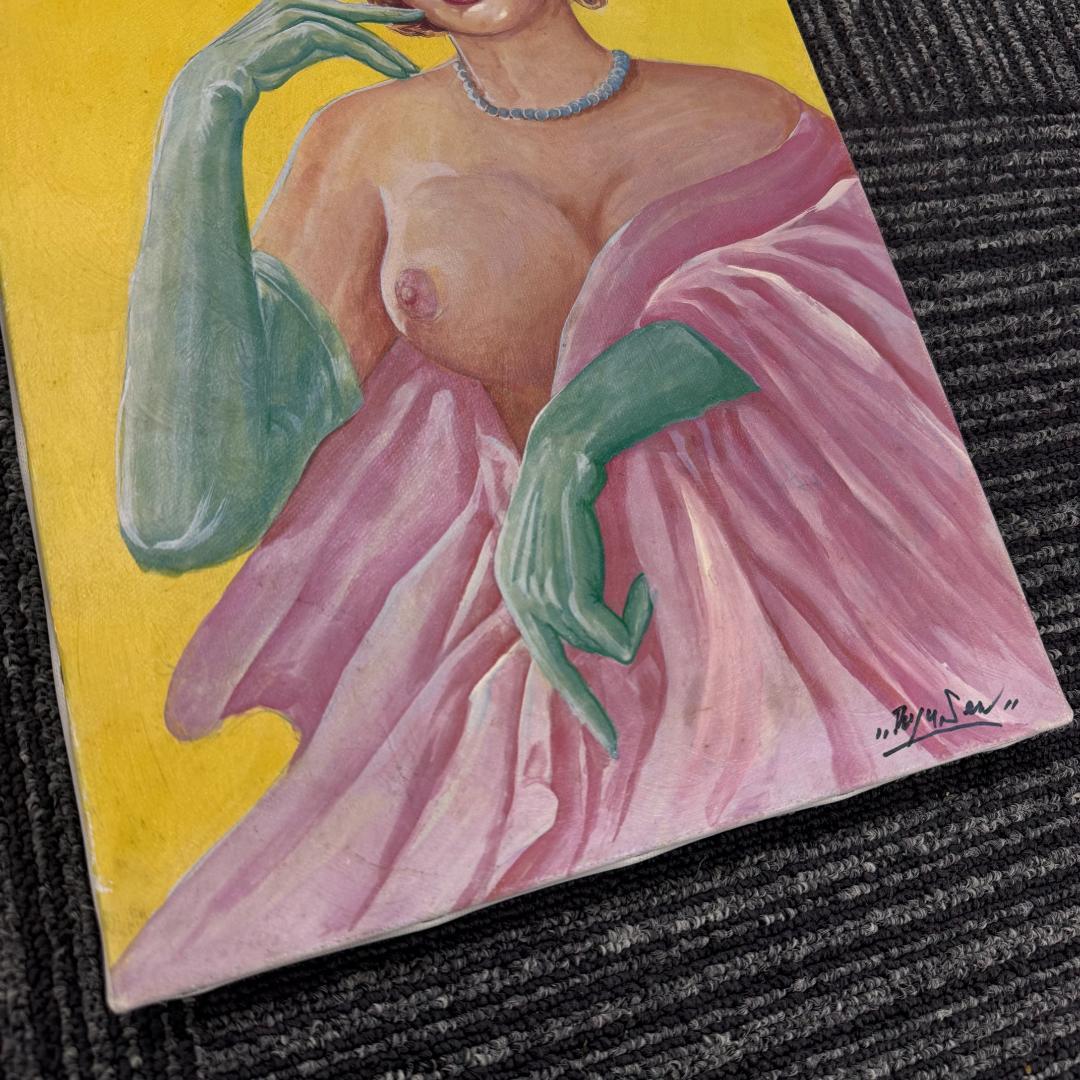 鳳凰美人刺青画　美人版画　龍泉 リュウセン 在銘 艶絵 額油絵二枚