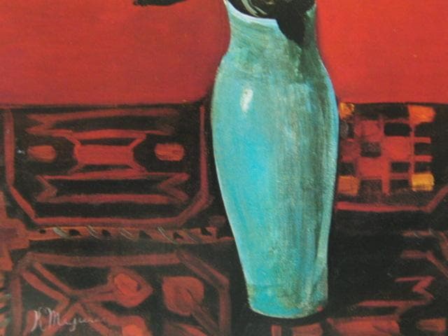 三岸好太郎、【花（カーネーションとばら）】、新品高級額 額装付、年代物