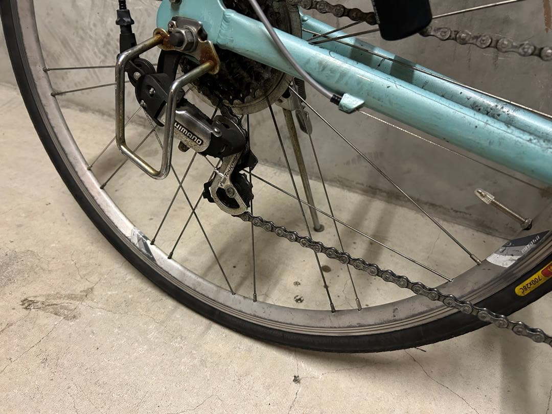 自転車　シティバイク　水色
