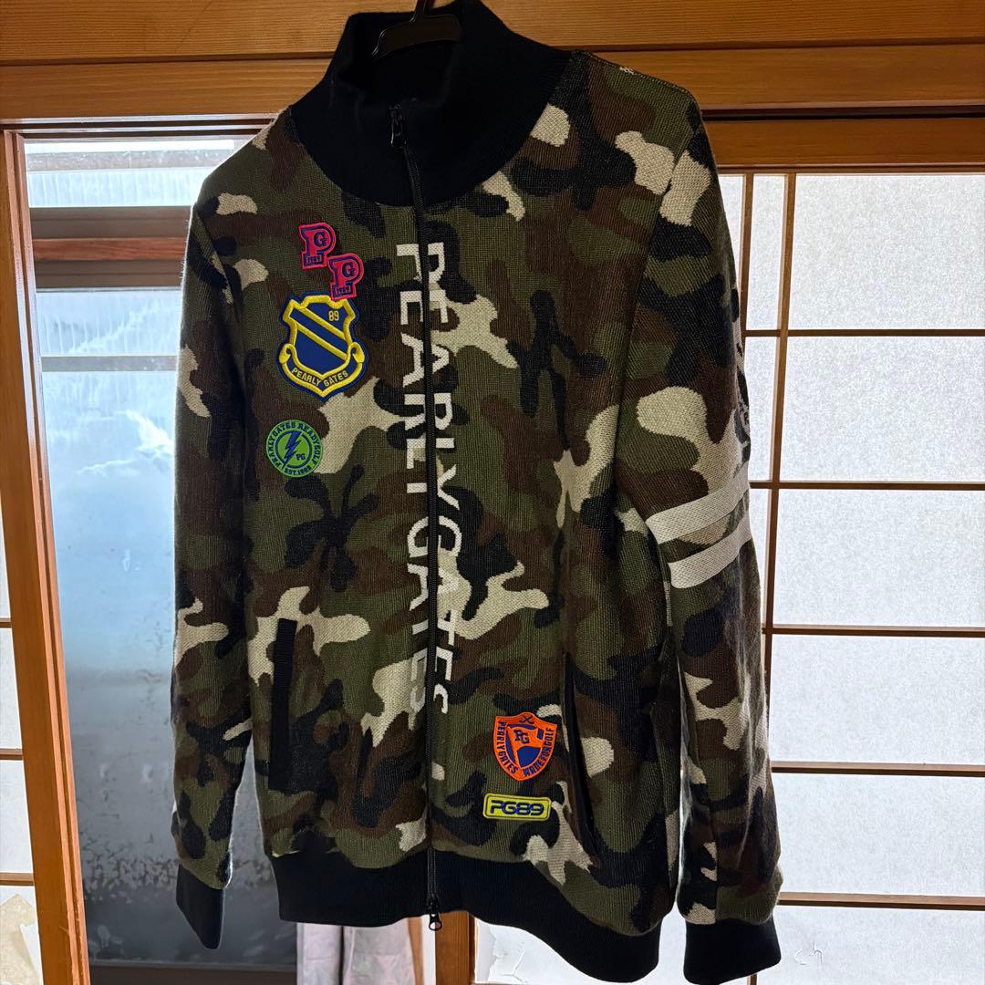 パーリーゲイツ　迷彩柄 フルジップジャンパー PG1989 ニット素材　サイズ5