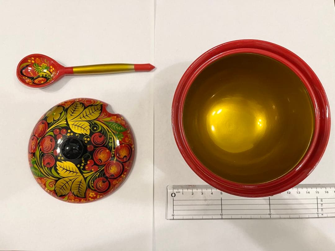 ロシア伝統工芸品　ホフロマ塗り　大皿　お椀2個セット