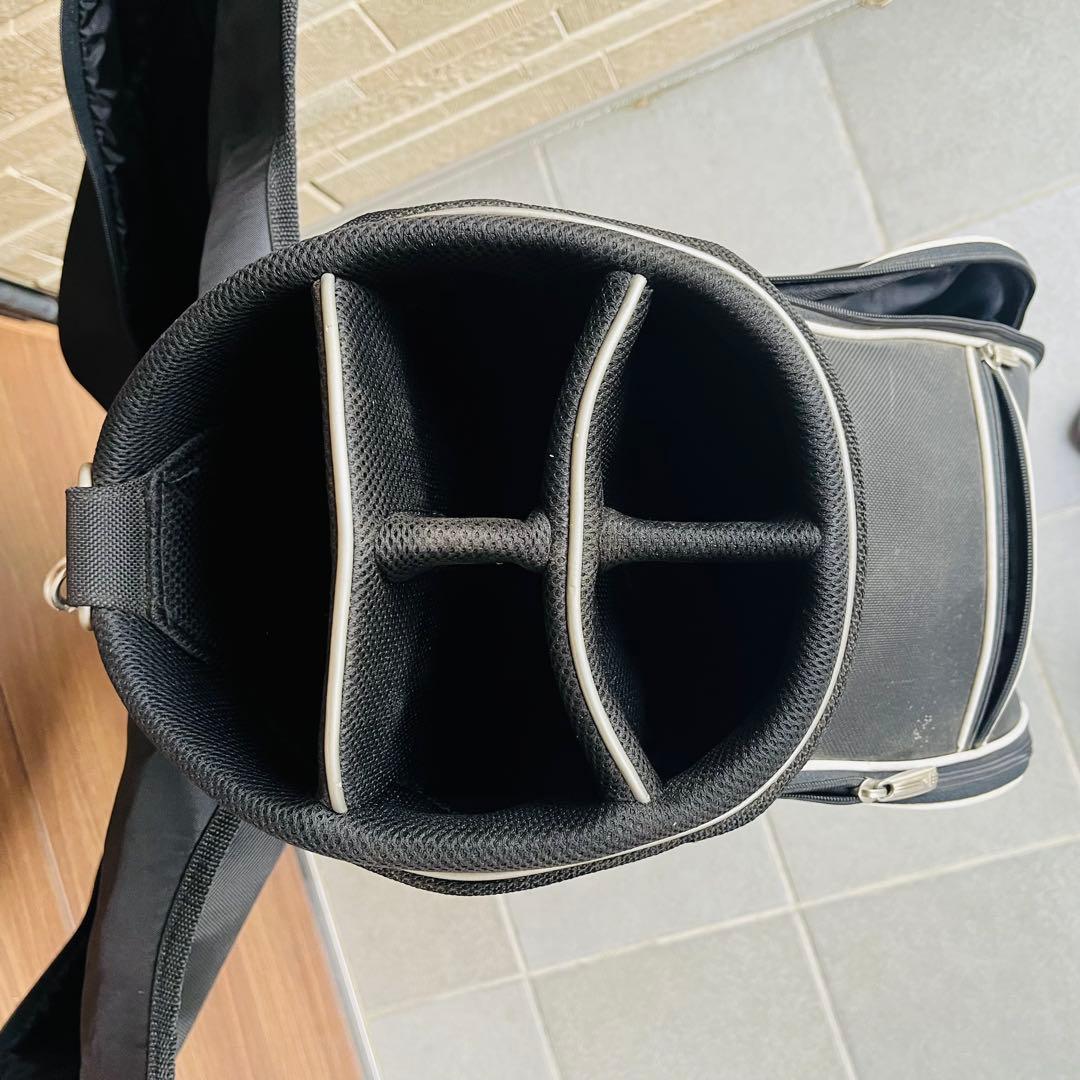 adidas キャディバッグ 黒白 ストライプ