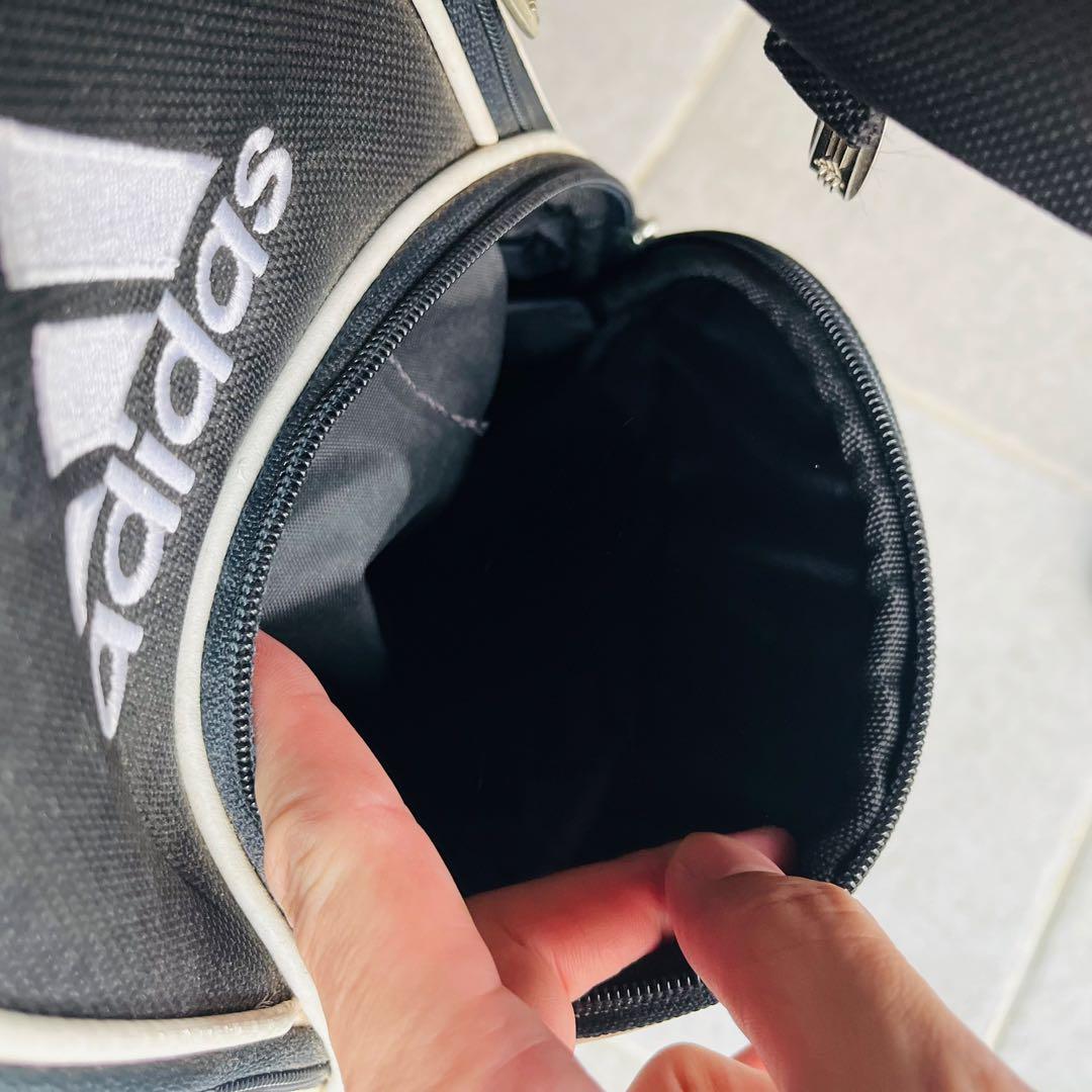 adidas キャディバッグ 黒白 ストライプ