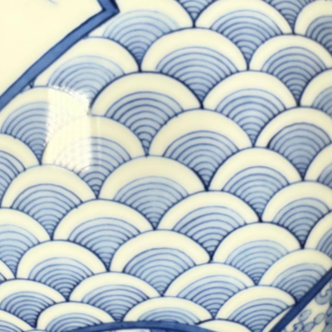 名工　市川忠山　作　色鍋島花瓶　桃　松竹梅　花草　七宝　青海波　鍋島藩　26cm