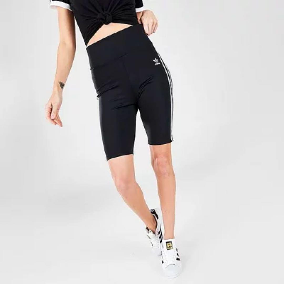 新品☆adidas 2XOTサイズ ショート レギンス 3ストライプ 黒