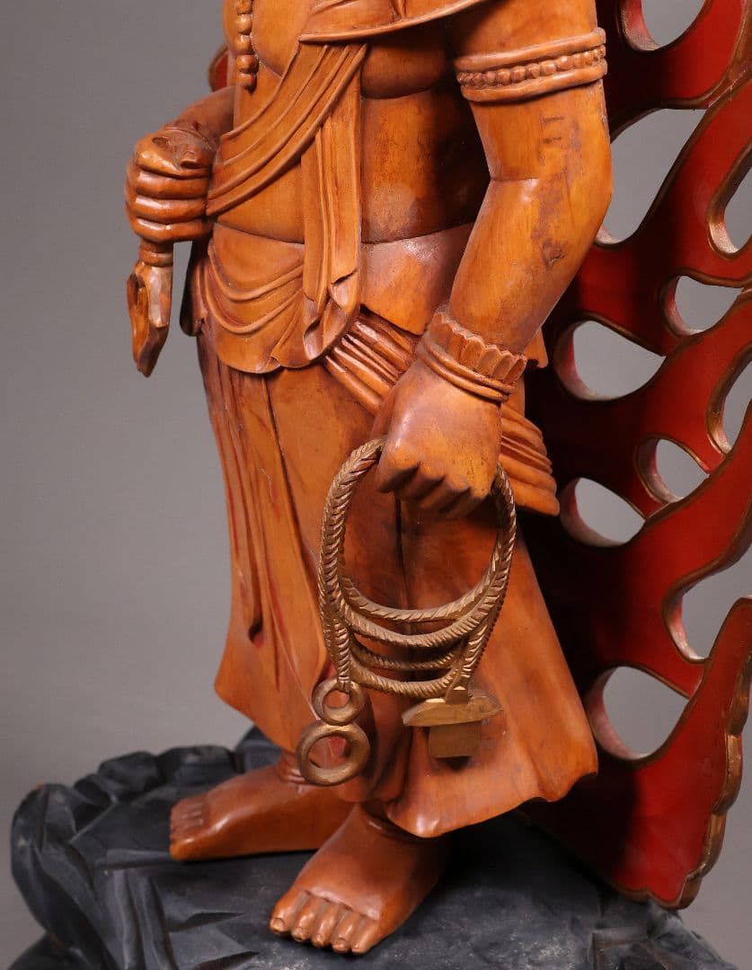 【MA827】仏教美術 木造 不動明王立像 全高68cm 仏像 彫刻 木彫 寺院