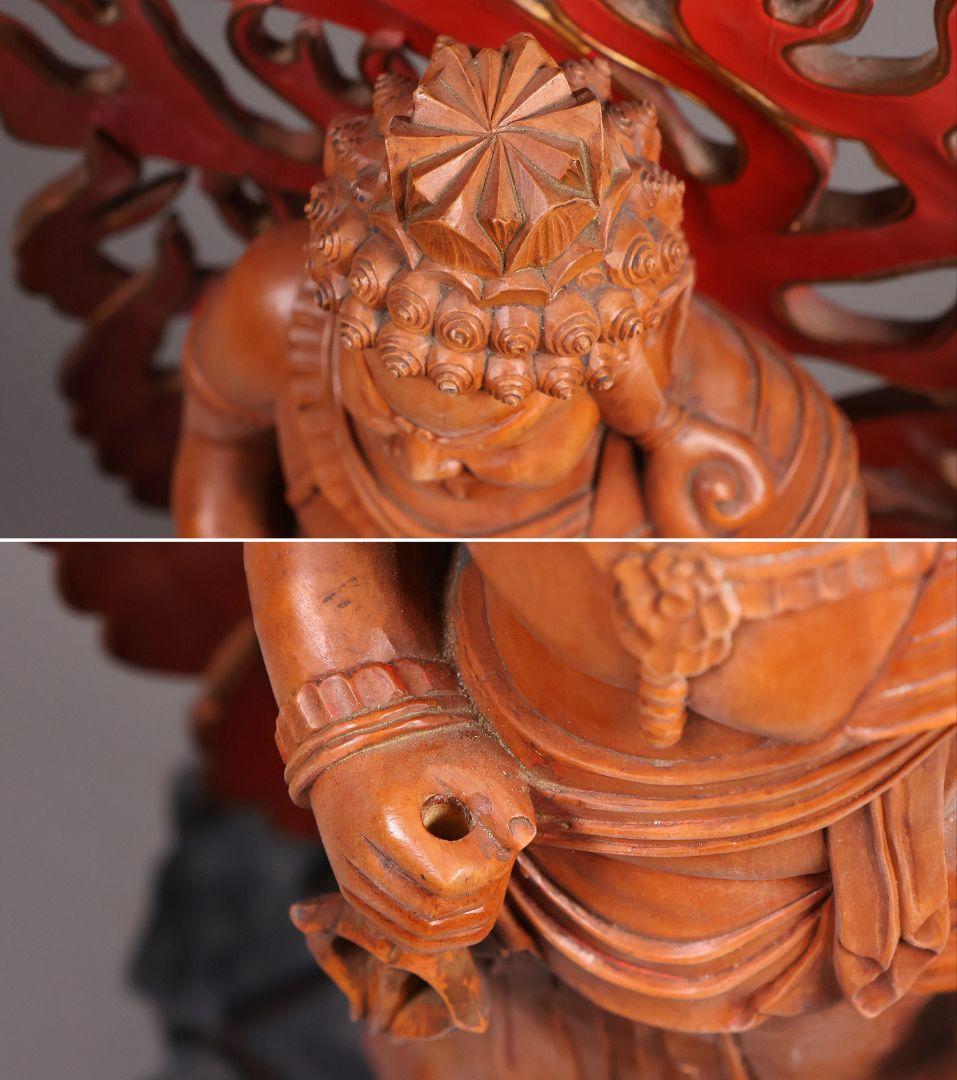 【MA827】仏教美術 木造 不動明王立像 全高68cm 仏像 彫刻 木彫 寺院