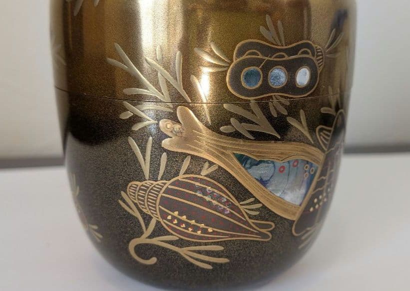 個人秘蔵-茶道具さま専用『海松貝蒔絵』大棗　新家新斎作　棗　茶器　螺鈿　内金梨子