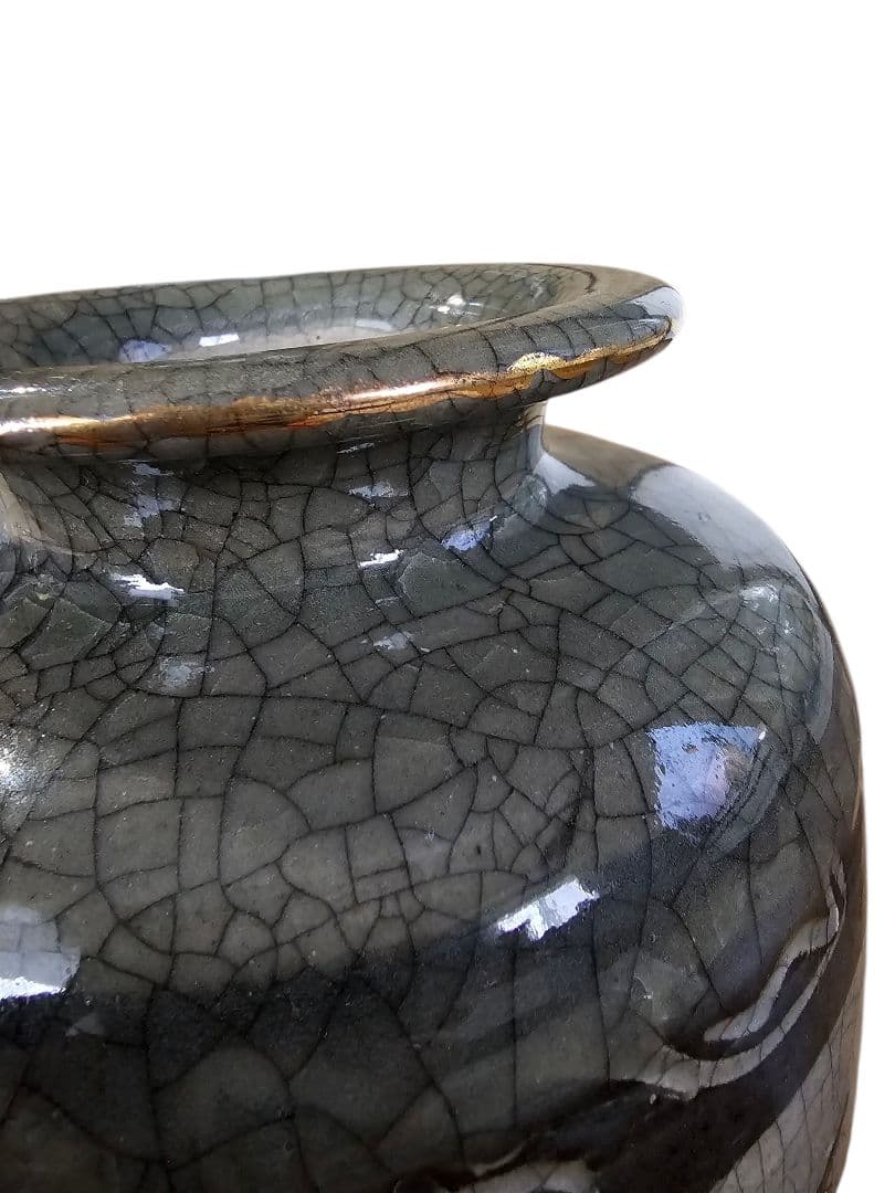 相馬焼 花瓶 花器 壺 陶芸 金彩 馬 双馬 高さ約28.5cm 骨董