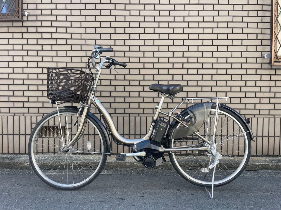 【週末限定】電動アシスト自転車 シルバー 前バスケット付き