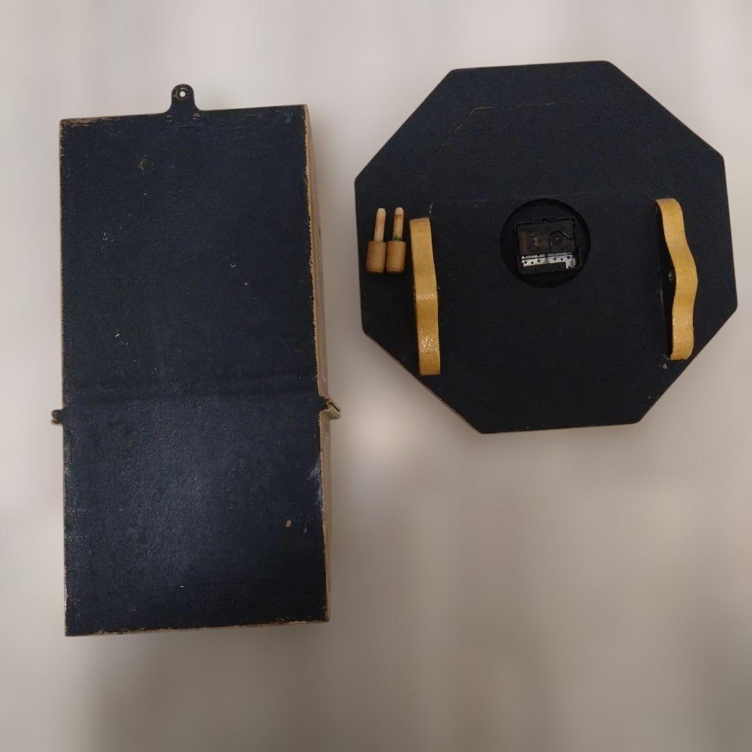 アンティーク風八角形木製時計（不動品）※絵柄　mg midget　※文字盤にmg