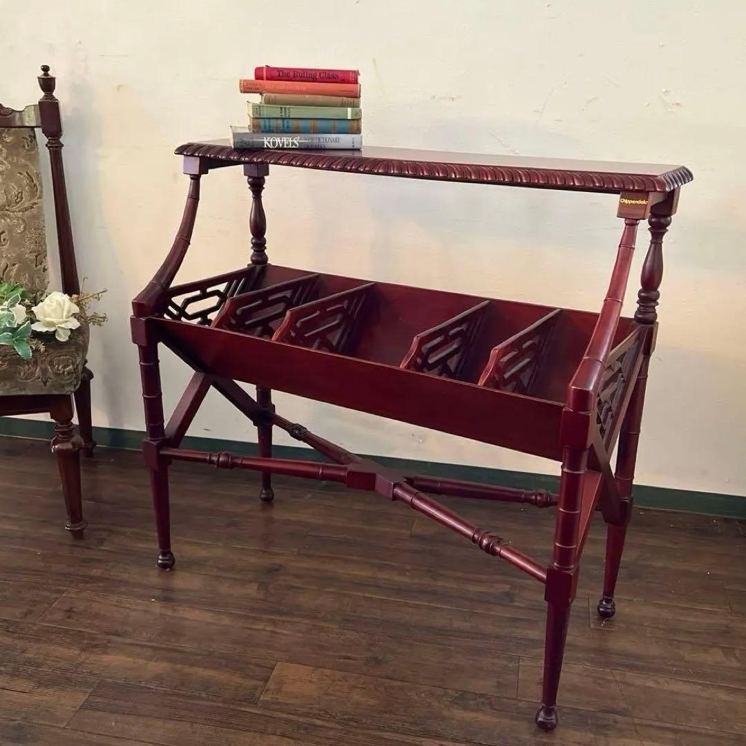 k001r119 マホガニー材 アンティーク調ブックトローフ チッペンデール様式