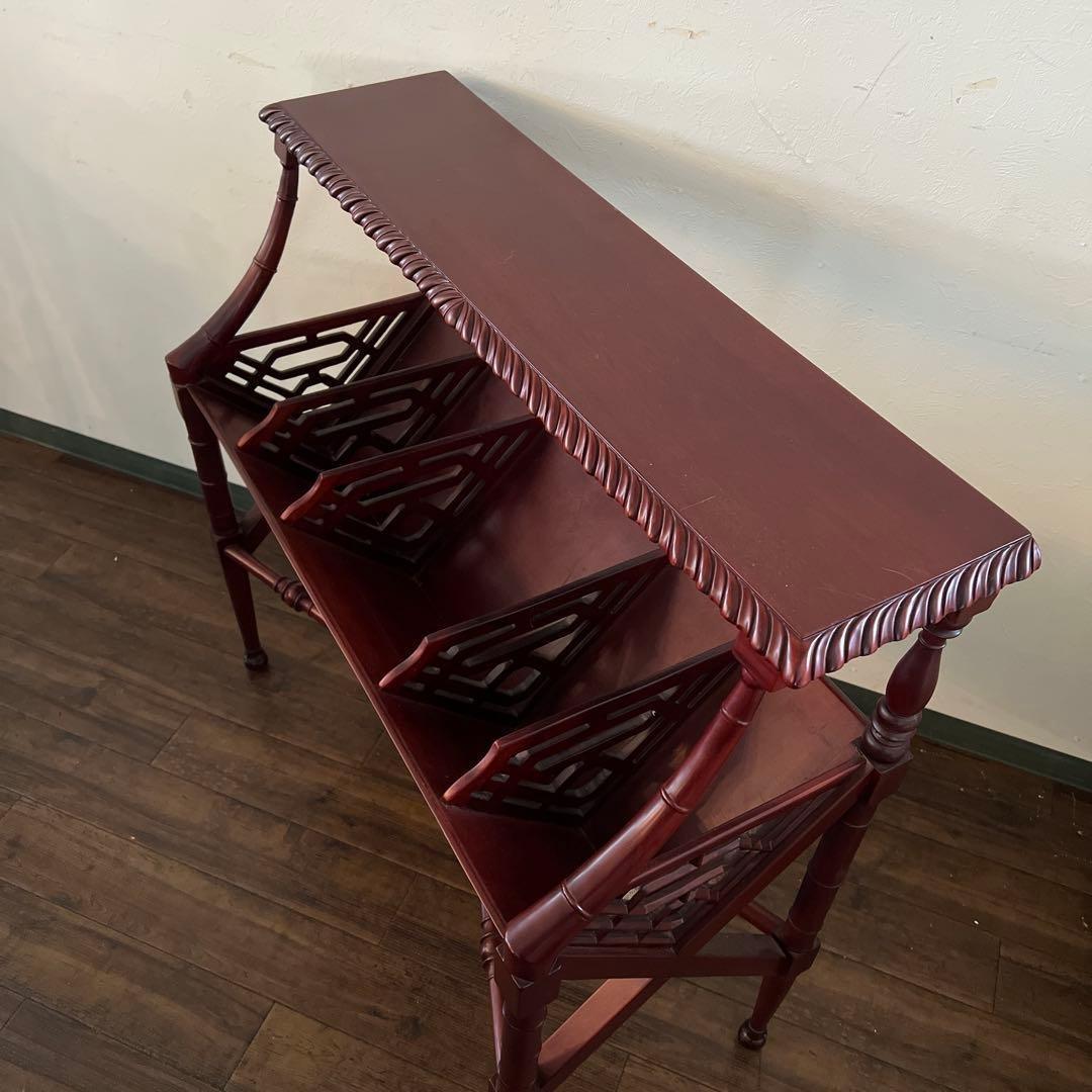 k001r119 マホガニー材 アンティーク調ブックトローフ チッペンデール様式