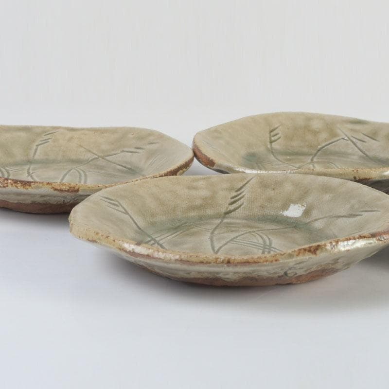 和食器　茶懐石　幸兵衛窯　灰釉　銘々皿　五客　共箱　N　9396