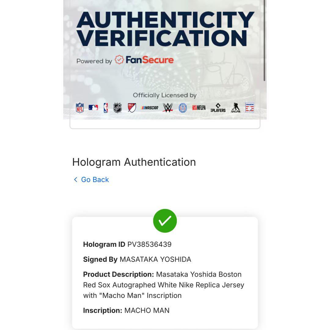 吉田正尚 直筆サインMacho Man ユニフォーム MLB Fanatics