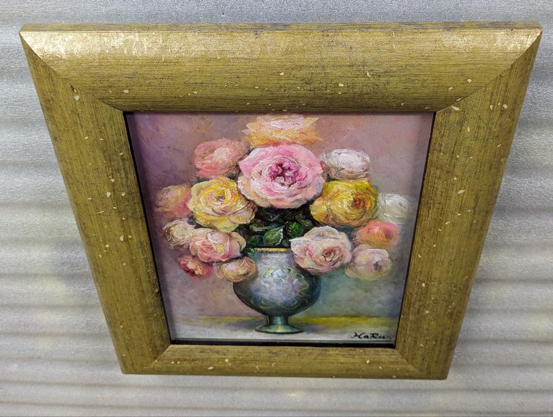 画家haru☆油彩画F2号☆薔薇☆原画、一点物☆★