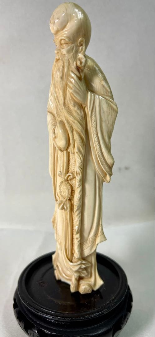 象牙風　寿老人　人物　繊細彫刻　置き物