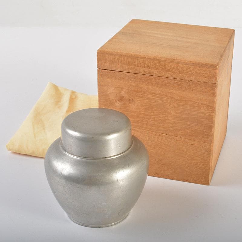 煎茶道具　継山造　本錫　茶壷　茶心壷　約264g　時代箱付　M　R6852