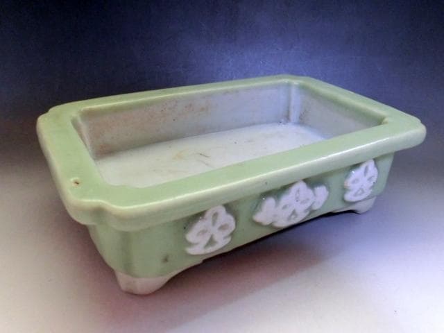 植木鉢■長方水盤 古青磁 古い四角鉢 古玩 唐物 中国 古美術 時代物 骨董品■