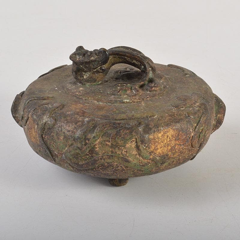 中国　古銅青銅　神獣　銅鈴　三足鈴　置物　Ⅴ　6666