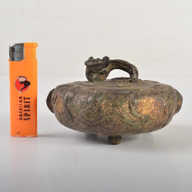 中国　古銅青銅　神獣　銅鈴　三足鈴　置物　Ⅴ　6666