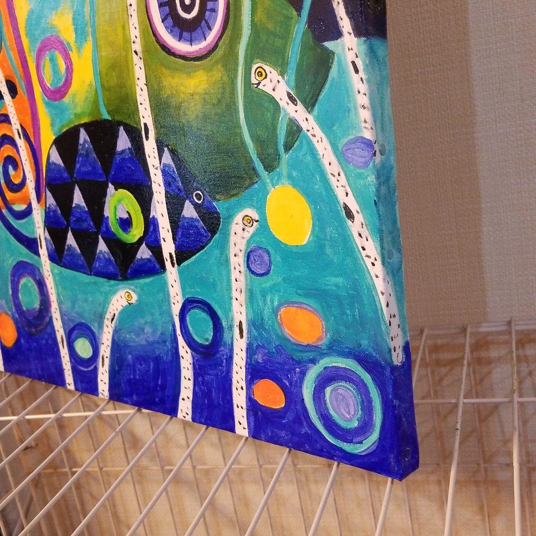 油絵　けい　チンアナゴの間を泳ぐ仲良し魚