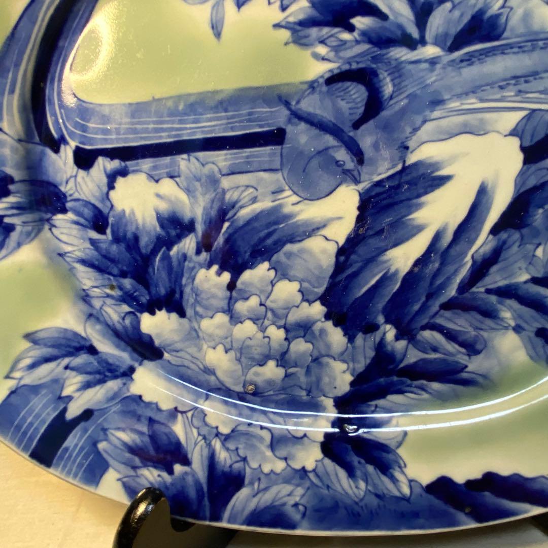 伊万里　古伊万里　大皿　青磁　染付　花鳥の図