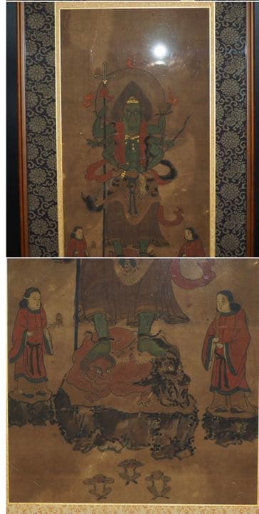 送料無料　江戸以前古い仏画 青面金剛