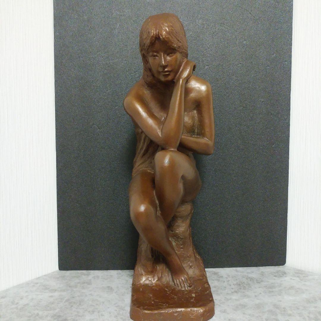 (貴重)　木内禮智 つぼみ　色紙付き　 ブロンズ像