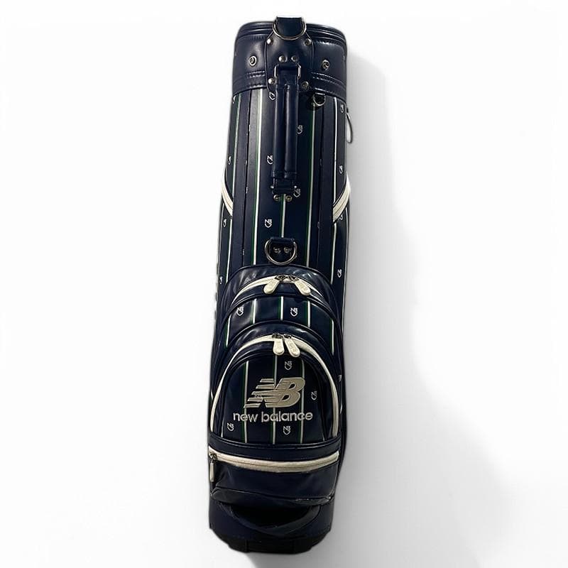 ニューバランス ゴルフ フード付き キャディバッグ ネイビー ストライプ ロゴ