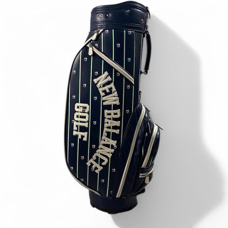 ニューバランス ゴルフ フード付き キャディバッグ ネイビー ストライプ ロゴ