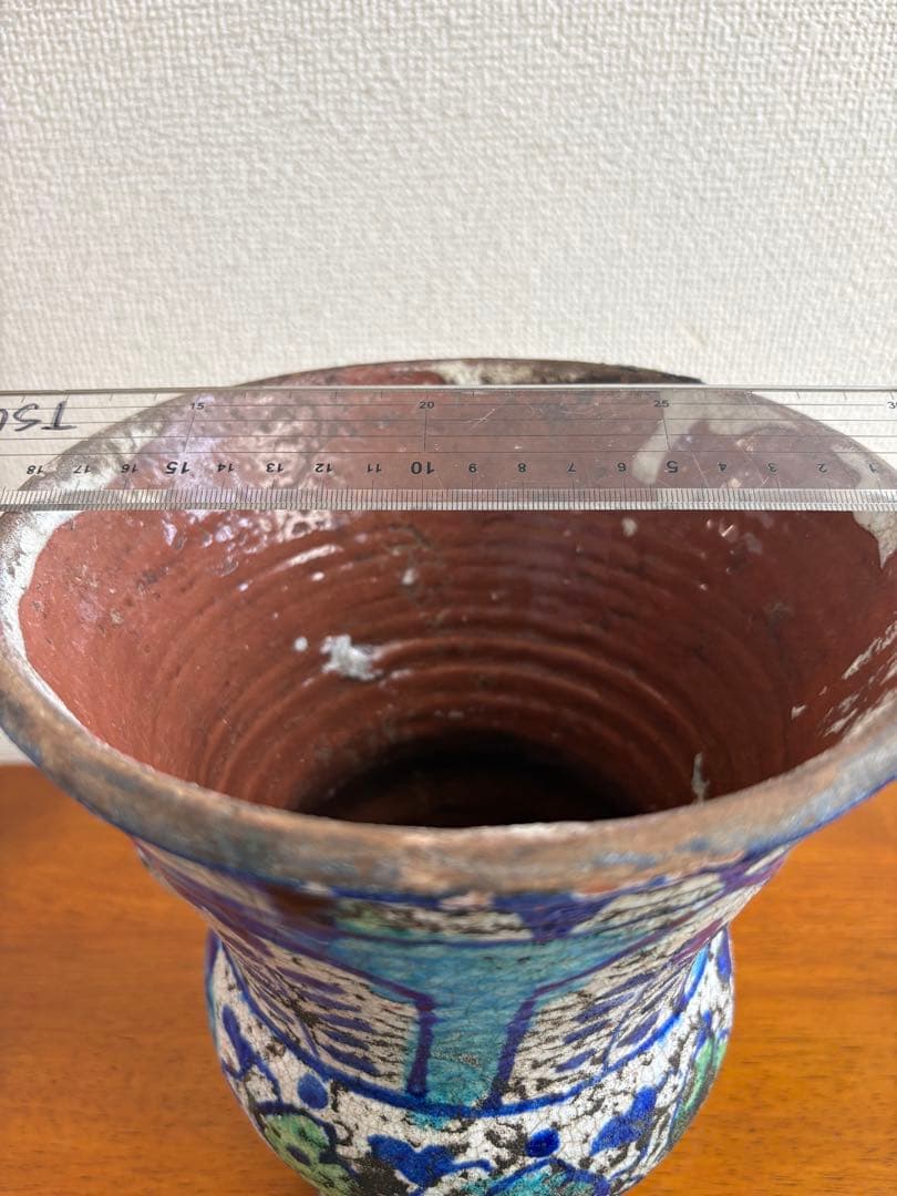 ムルタン焼 青釉色絵草花文壺 古陶磁