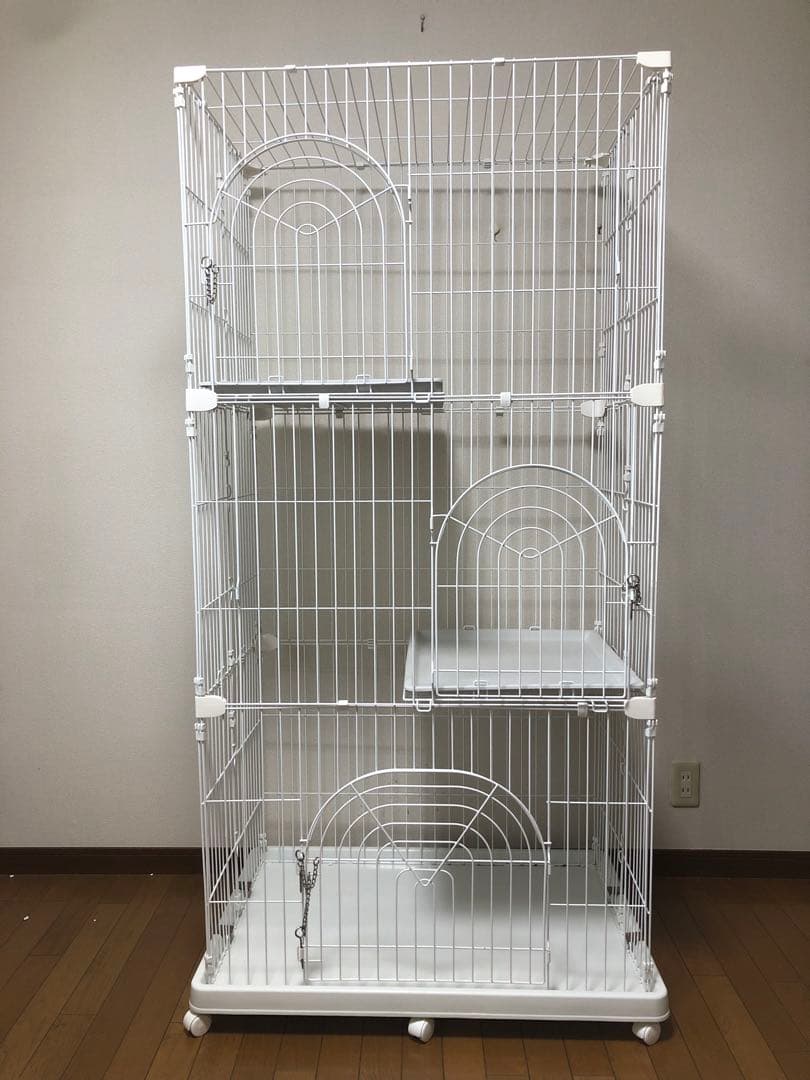 アイリスオーヤマ オリジナルペットケージ 3段 キャスター付 ホワイト
