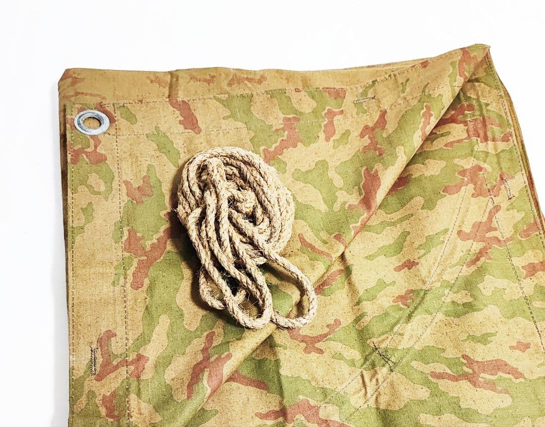 ロシア軍 ソ連軍 M69/81 VSR迷彩 ポンチョ タープ パラトカ 麻縄付き