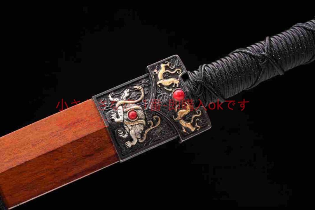 新四勝鎏銀漢剣模様鉄棒二重溝 古兵器 武具 刀装具 日本刀 模造刀 居合刀