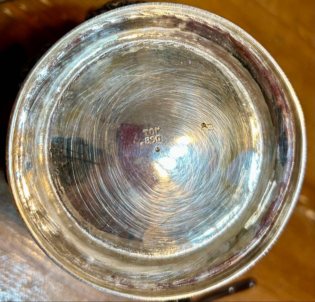 TOP刻印 純銀製ポット型容器（830 Silver）アンティーク工芸品