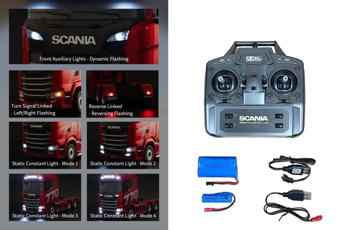 国内在庫品 Huina 1501・1502 スカニア 770S トレーラーセット