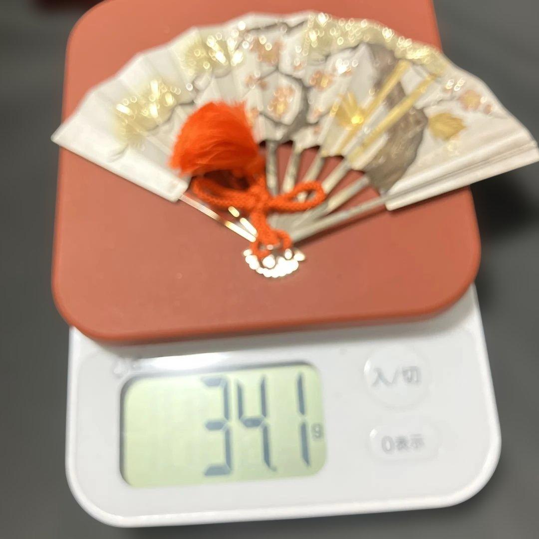 (12-216)純銀製扇子 雲山作木製台座ケース付き