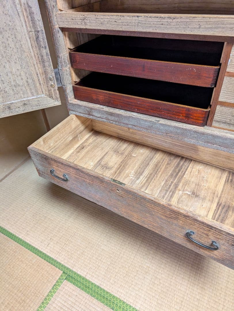 桐箪笥 グレー 鍵付き モダン 和家具 千葉引取可