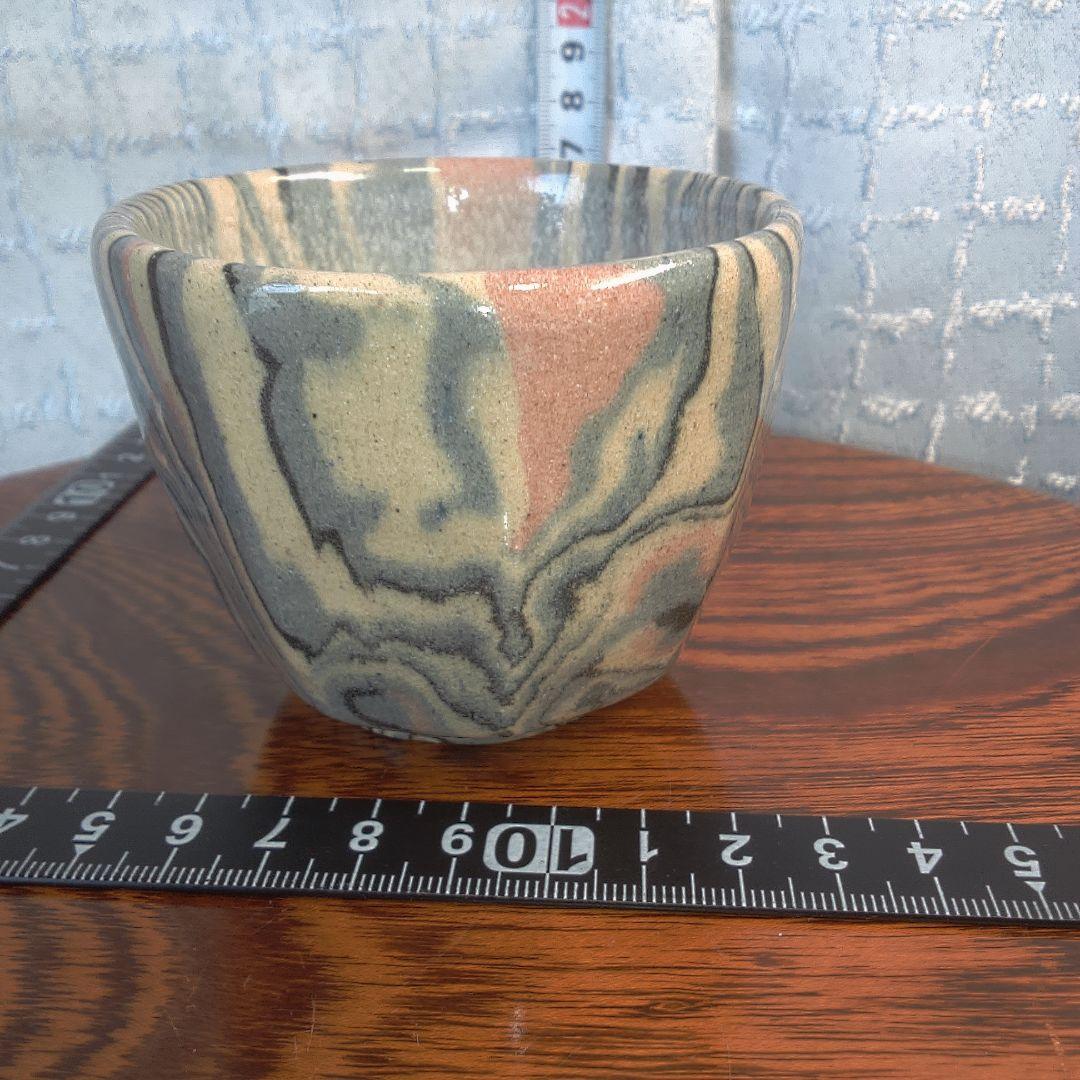 骨董５ マーブル模様の陶器製茶碗