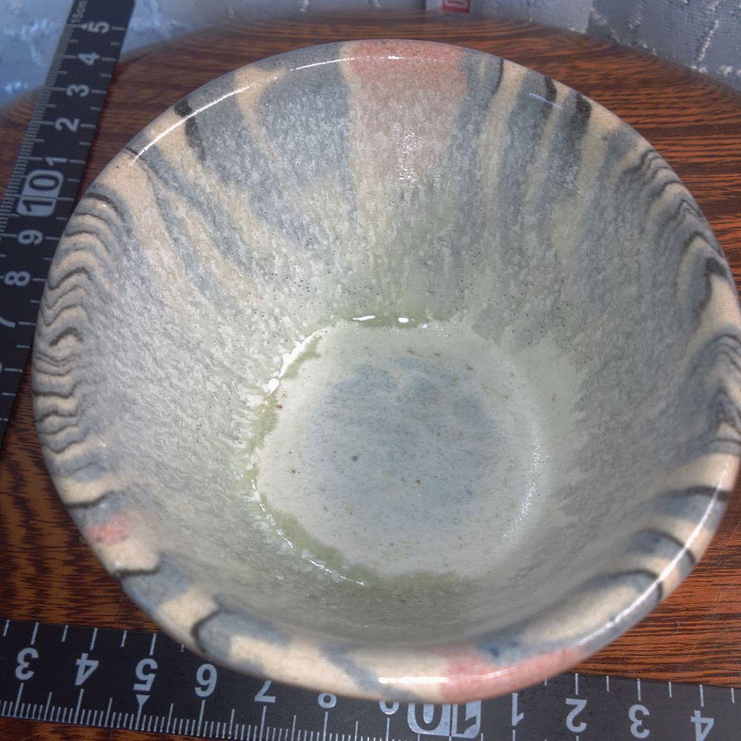 骨董５ マーブル模様の陶器製茶碗