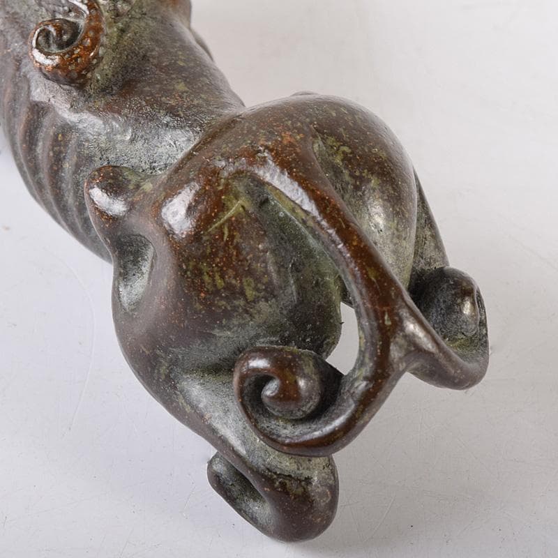 中国　古銅宣徳銅　獅子　神獣　紙鎮　置物　C　7464