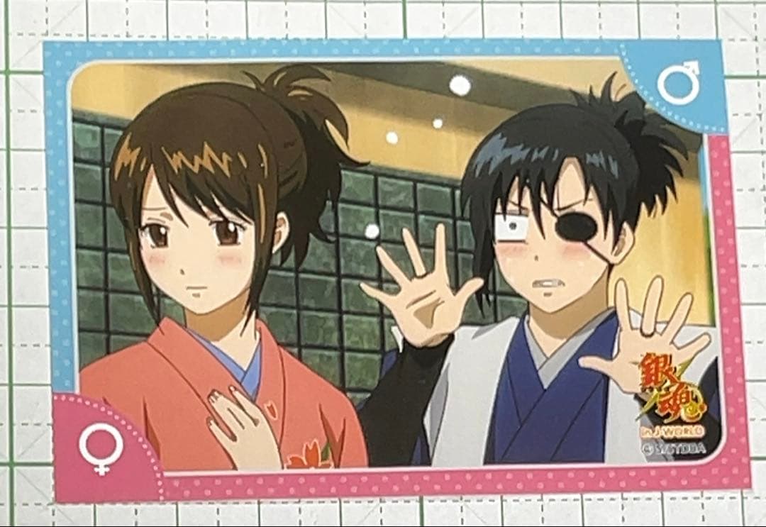 銀魂　性転換篇 J-WORLD 柳生十兵衛 九兵衛　缶バッジ　特典ステッカー