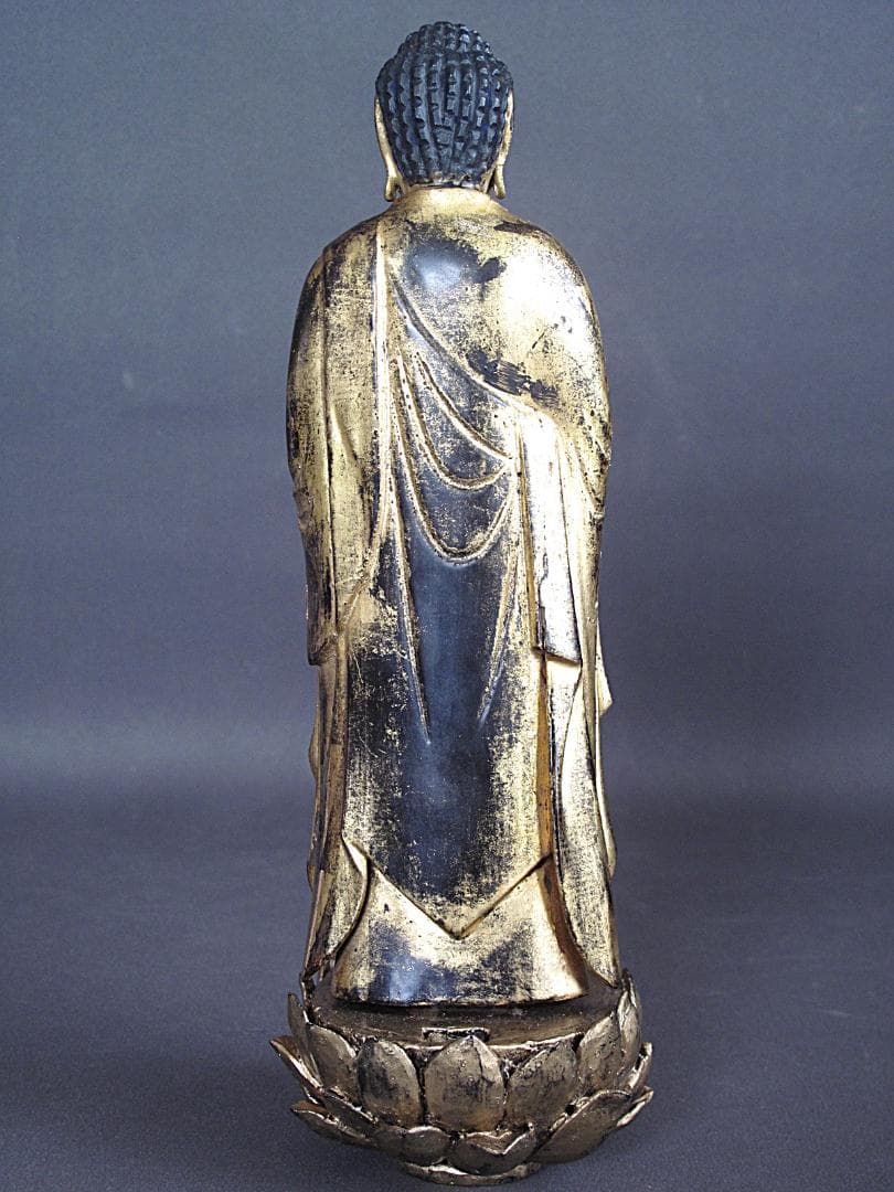 古仏像!!『木造 阿弥陀如来立像』総高27㎝ 像高23㎝