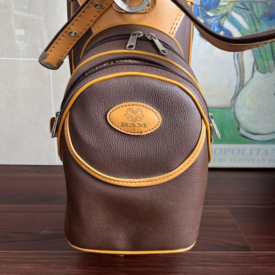 超希少 美品★本革ゴルフキャディバッグ ブラウン系カラー ワンオーナーユーズド品