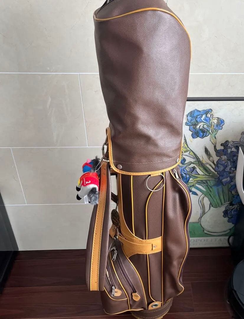 超希少 美品★本革ゴルフキャディバッグ ブラウン系カラー ワンオーナーユーズド品