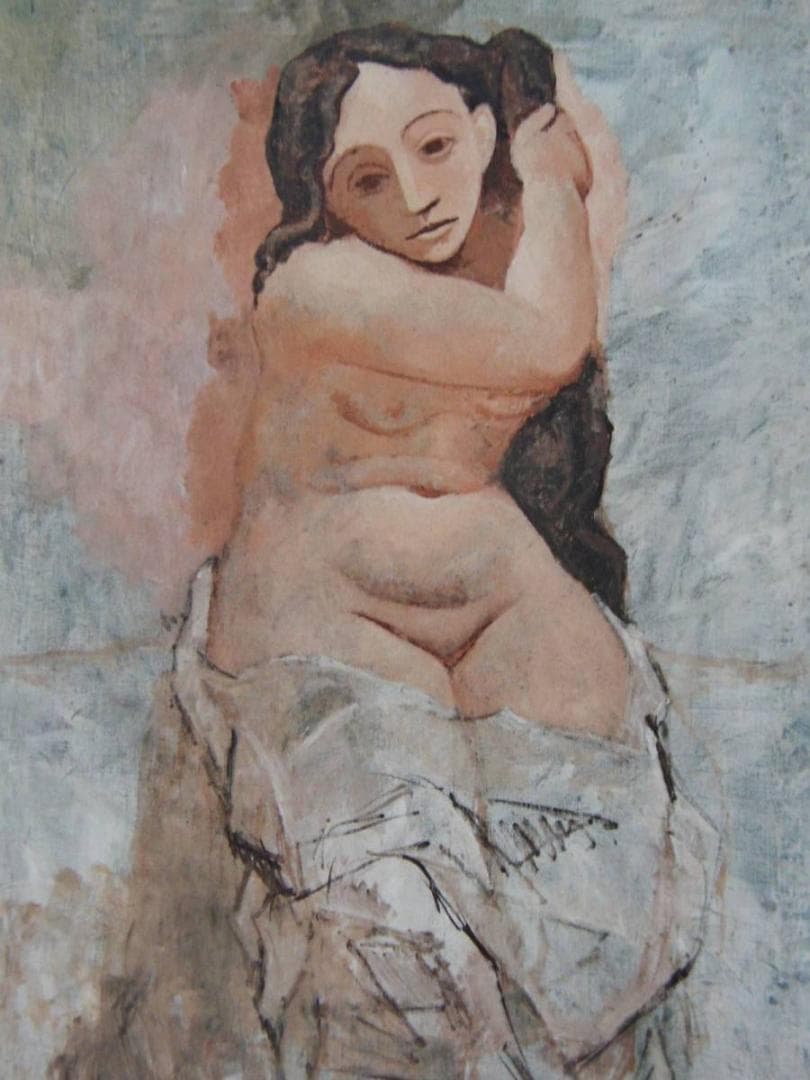 パブロ・ピカソ「髪を編む女」、希少画集より、状態良好、新品高級額装付