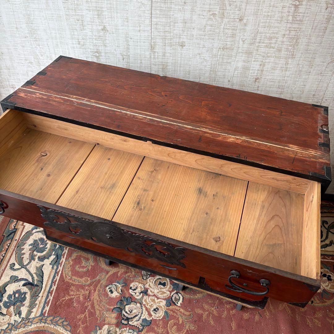 昭和レトロ 古家具 大型 仙台箪笥 4段9杯 引き出し箪笥 和箪笥 ビンテージ