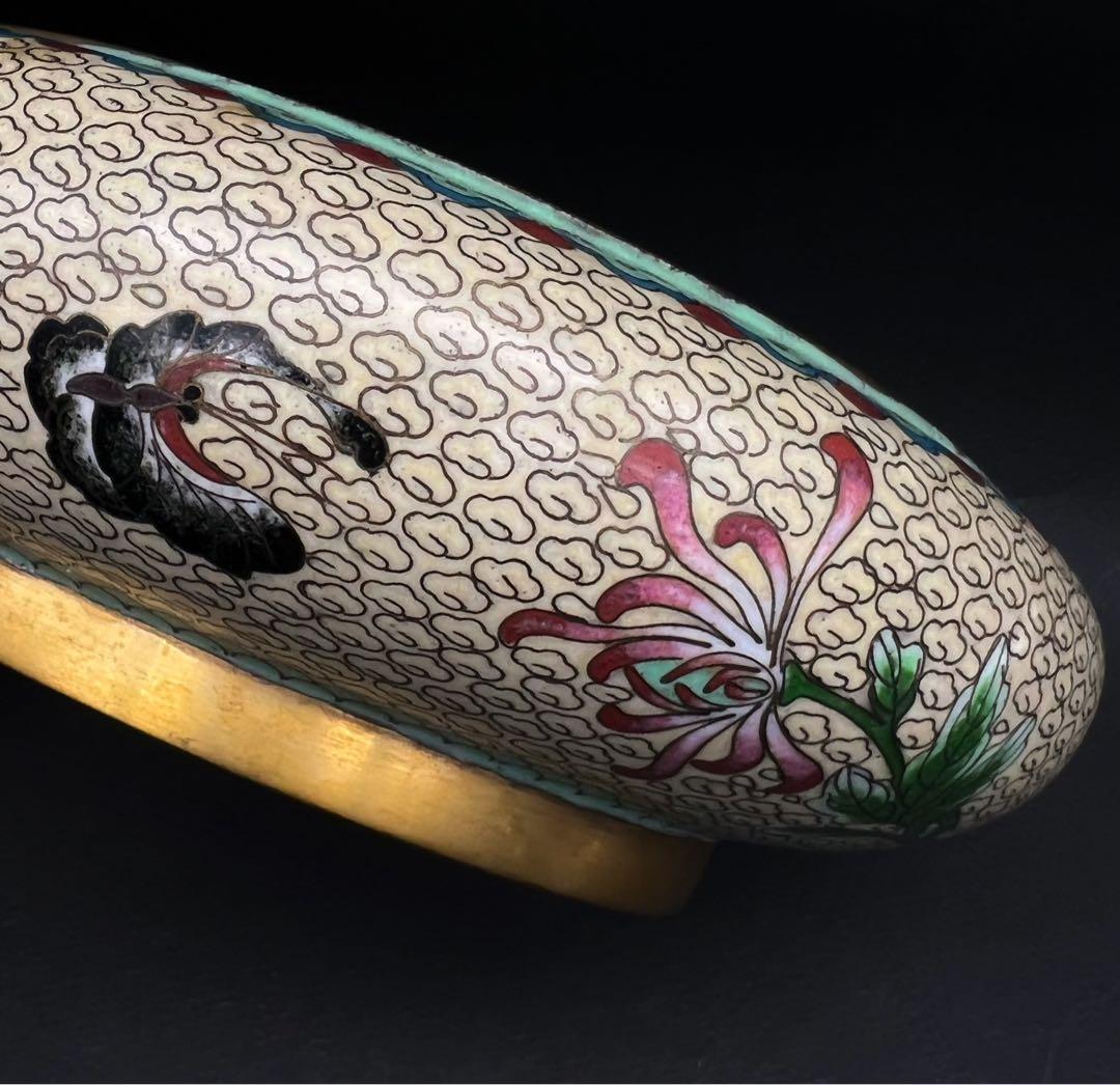 中國美術 古玩 景泰蓝 七宝焼 牡丹　蝶々紋樣 笔洗 書道具