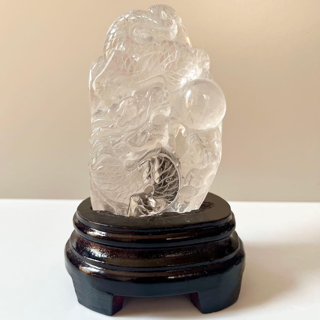 水晶　龍　縁起物　石　石製　石彫　石彫り　置物
